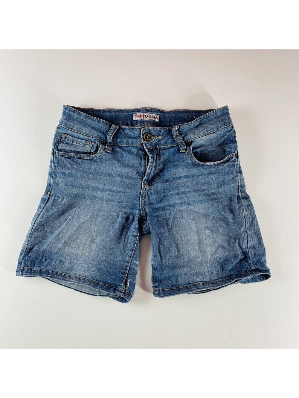 Guess Vintage Jean Shorts Midi Stretch Triangle Womens Size 26